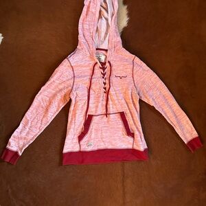 Red and Pink Lace-Up Hoodie